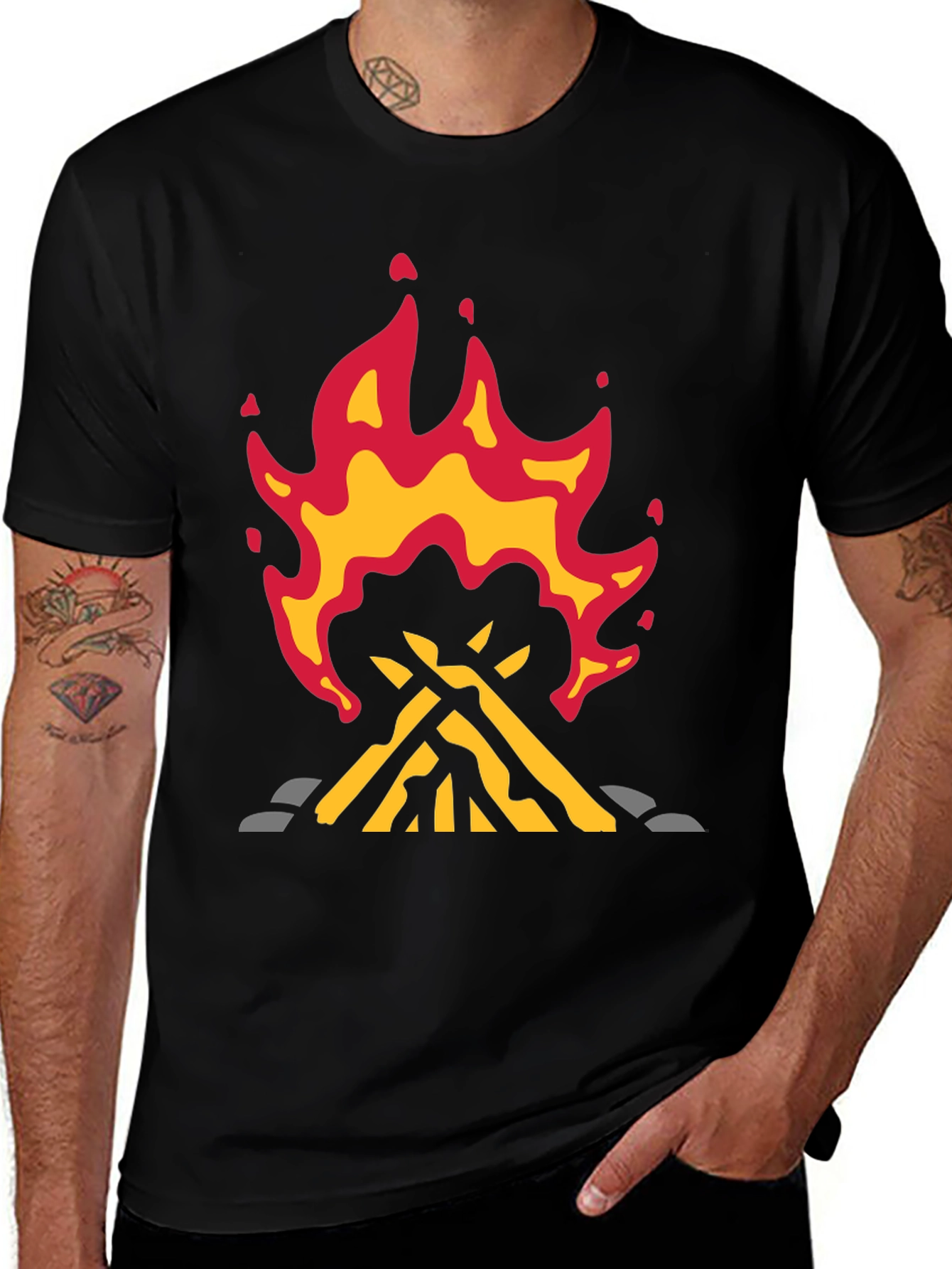 Variant 18 of Bonfire Graphic Tee - Classic Black Cotton T-Shirt