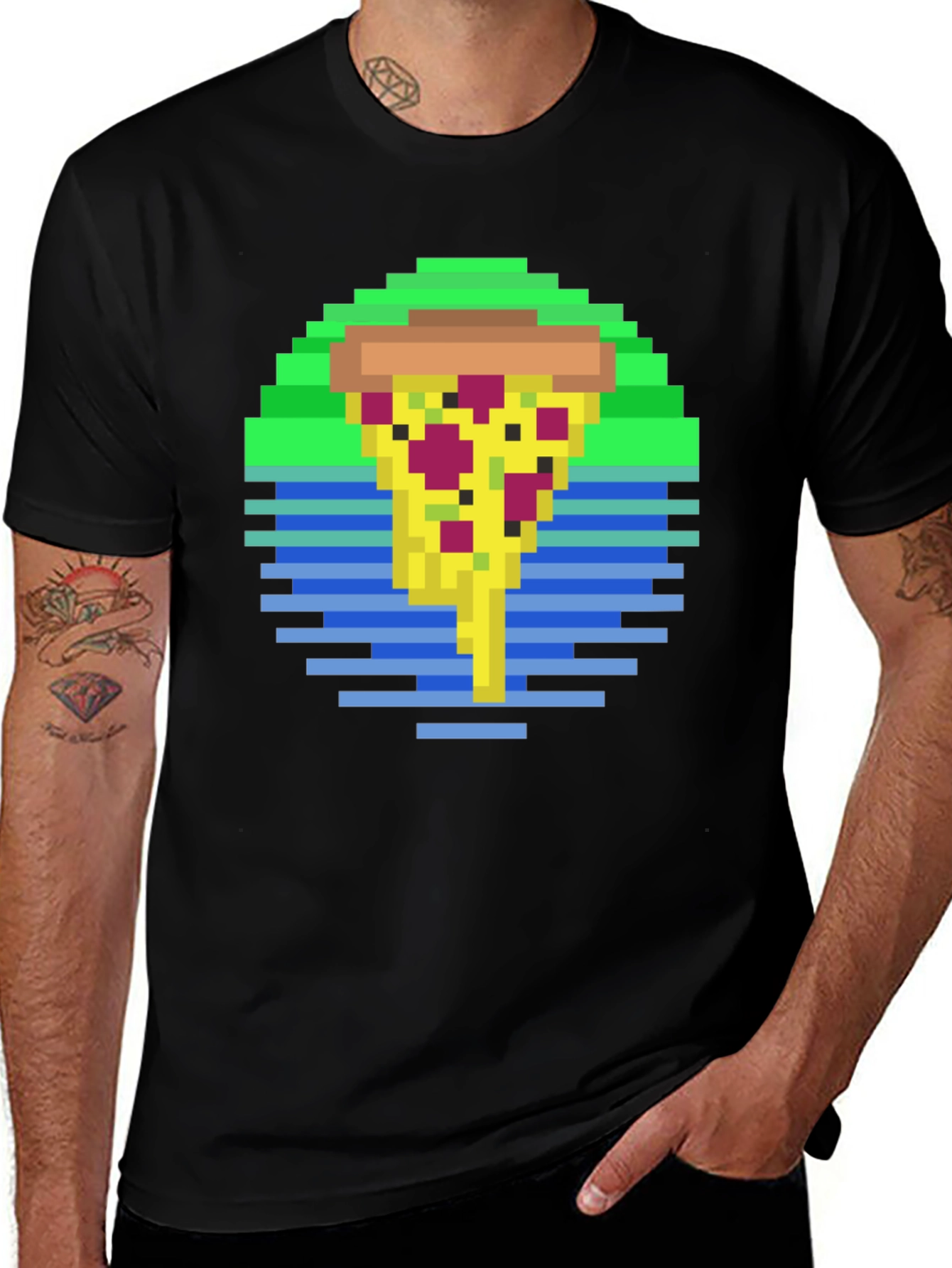 Variant 24 of Pixel Pizza T-Shirt - Retro Style