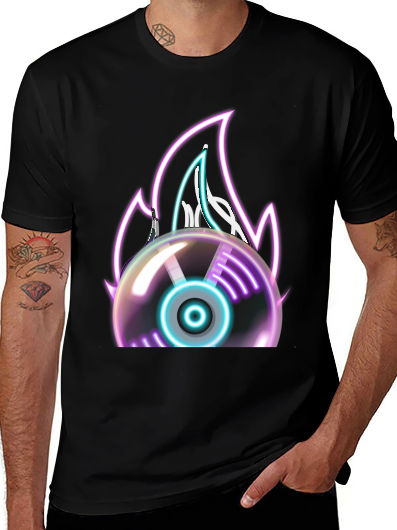 Variant 14 of Neon Flame Vinyl Record Graphic Tee