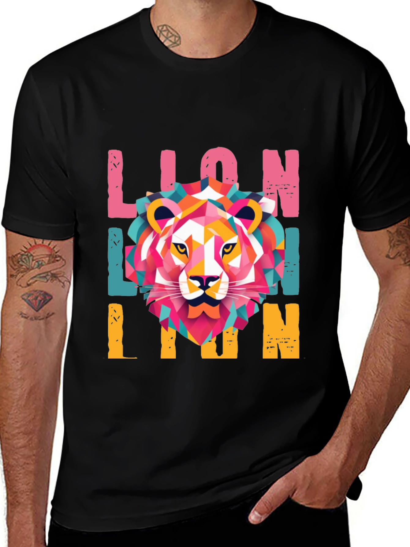 Variant 16 of Geometric Lion Graphic Tee