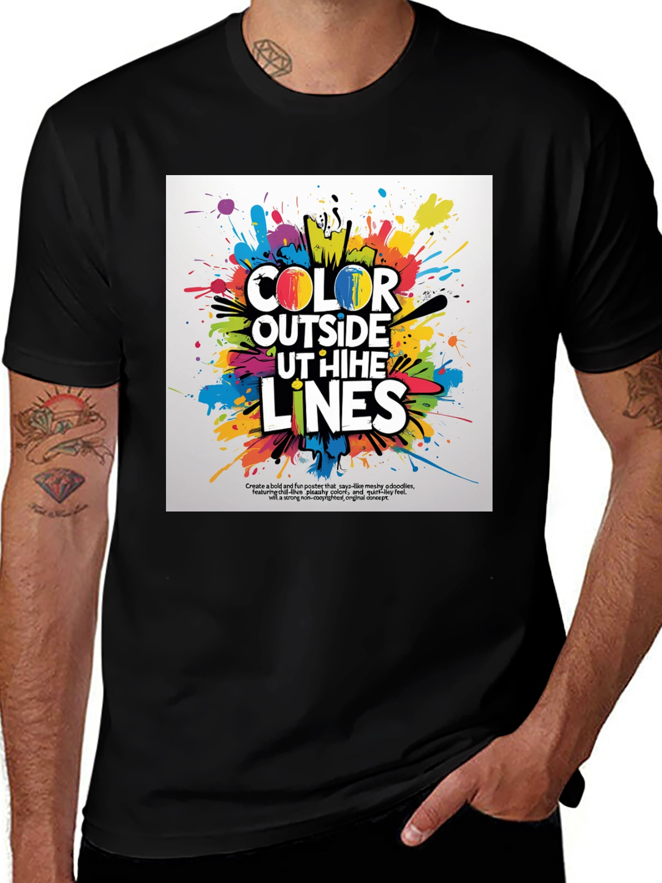 Black Color Outside the Lines Graphic Tee main image