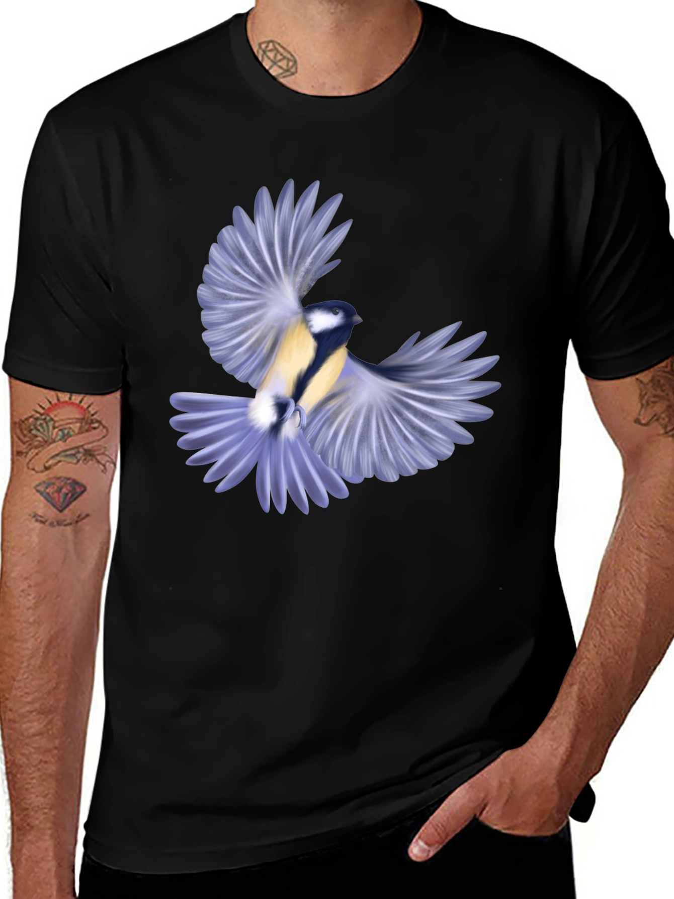 Variant 20 of Bird Graphic Black T-Shirt for Men