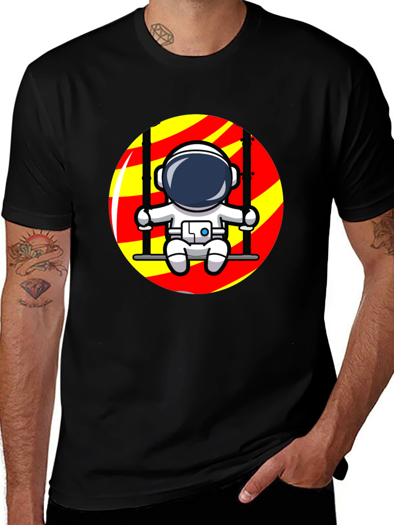Variant 23 of Astronaut on Swing Graphic T-Shirt - Cool Space Design
