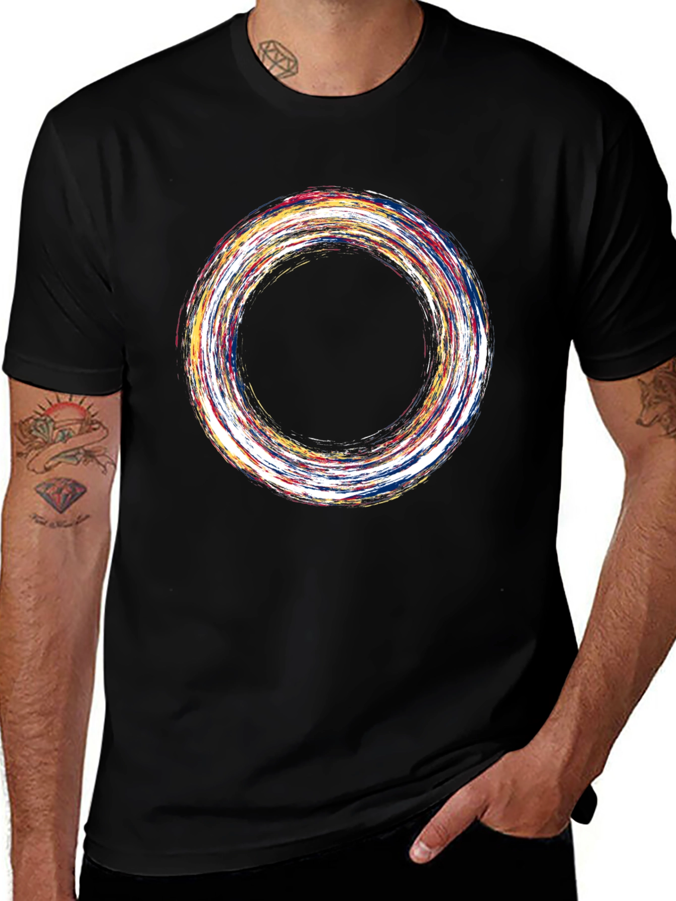 Variant 19 of Abstract Circle Graphic Tee - Soft Black Cotton