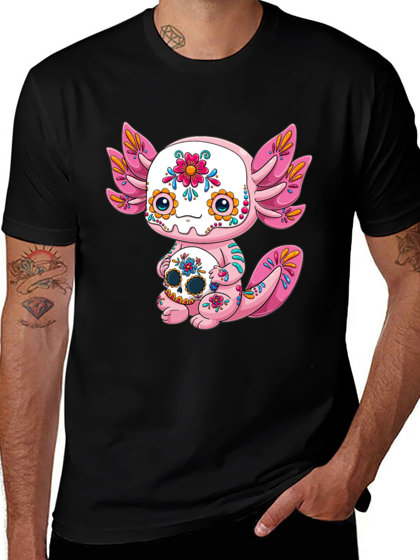 Variant 28 of Axolotl Sugar Skull Graphic Tee