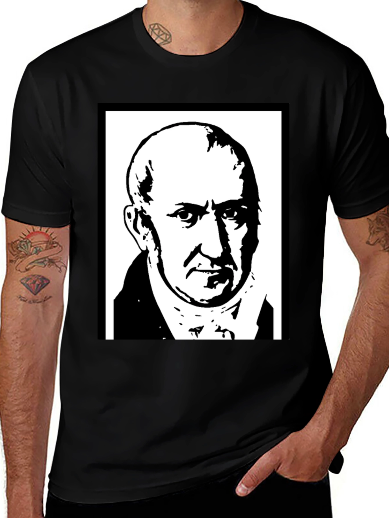 Variant 29 of Black T-Shirt with Portrait Graphic