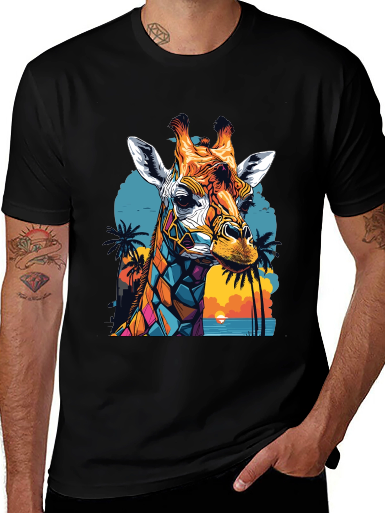Variant 17 of Colorful Giraffe Graphic Tee