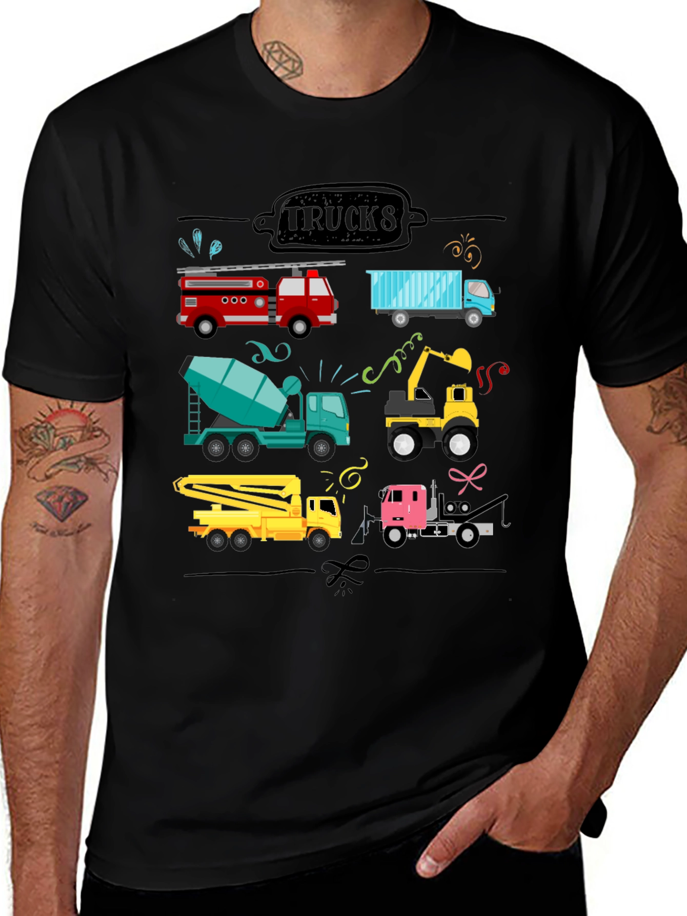 Variant 16 of Trucks T-Shirt: Fun Cartoon Vehicle Print