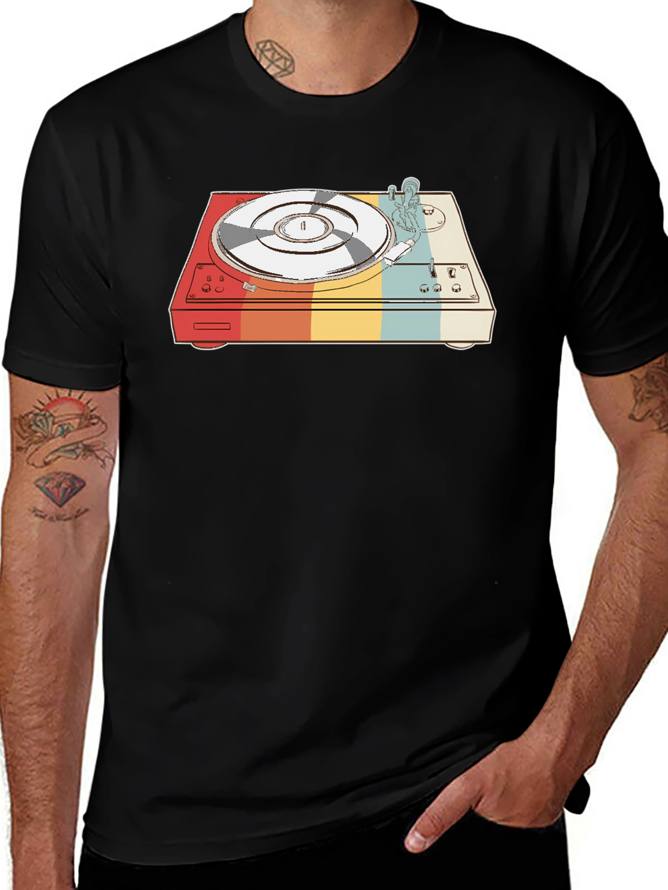 Variant 5 of Retro Turntable Graphic Tee - Vintage Style Music Lover Shirt