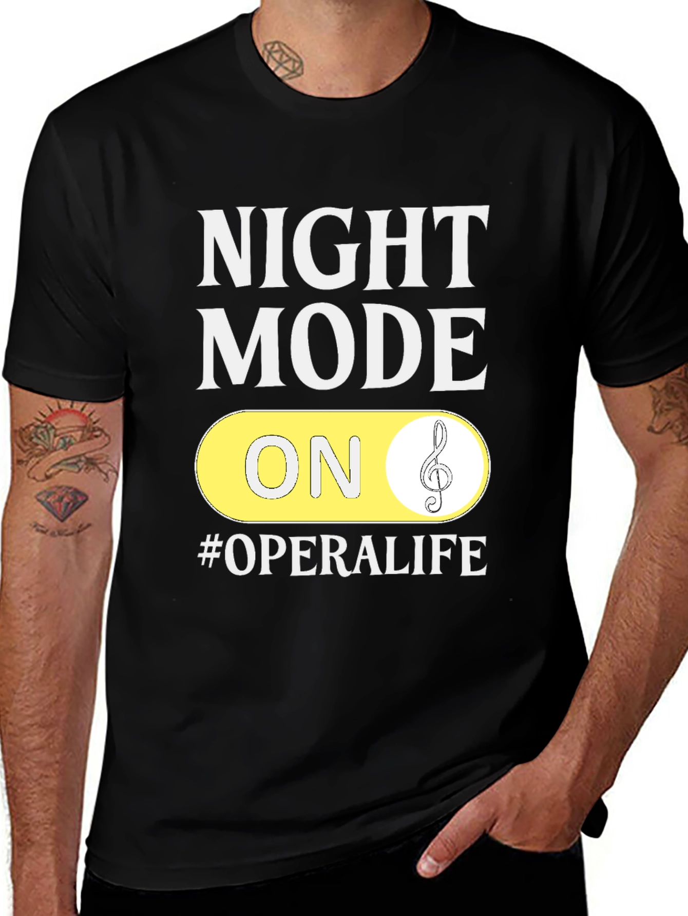 Variant 2 of Night Mode On #OperaLife Black T-Shirt