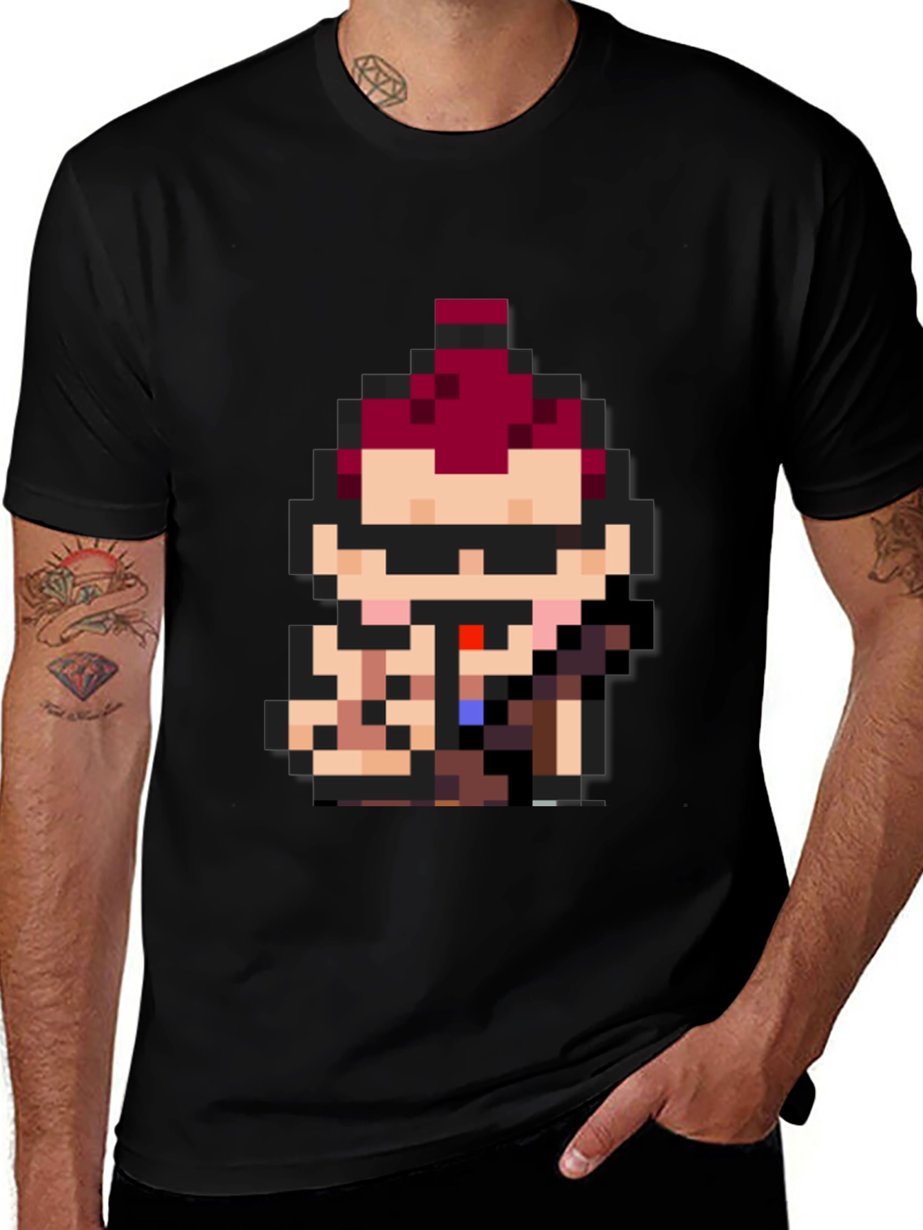 Variant 28 of Pixel Art Character Black Tee