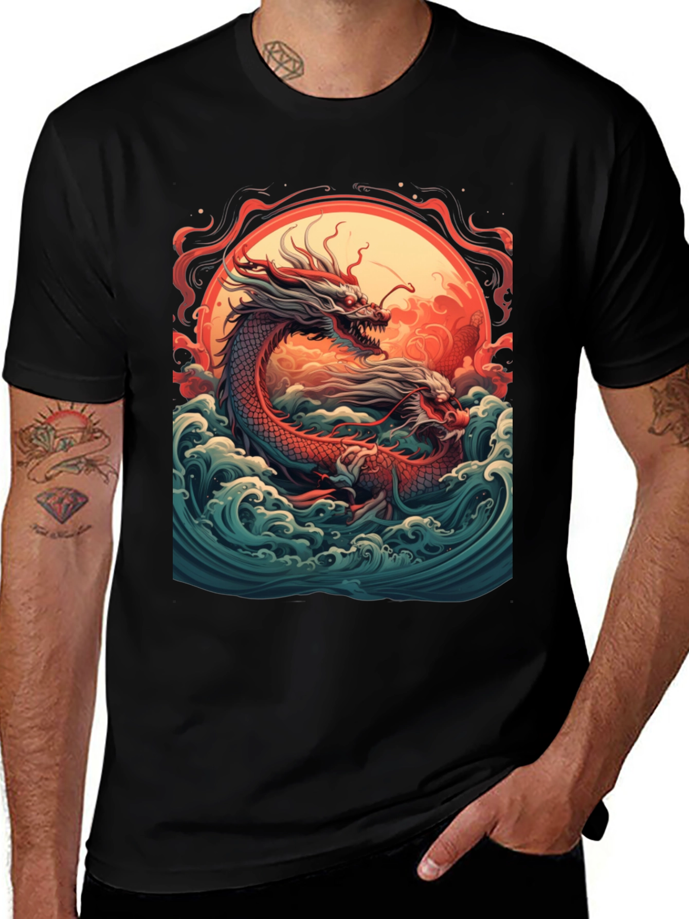 Variant 2 of Dragon Wave Graphic Tee - Stylish Unisex T-Shirt