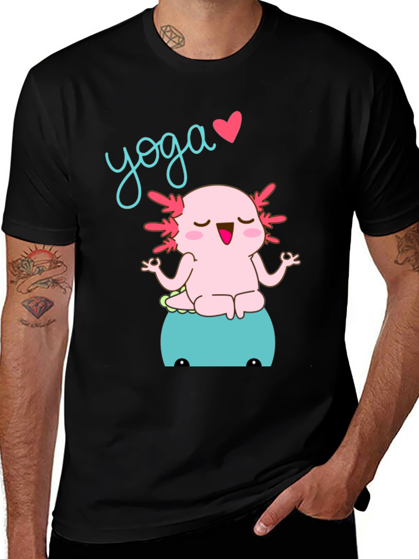 Variant 22 of Axolotl Yoga T-Shirt - Cute Meditating Amphibian Tee