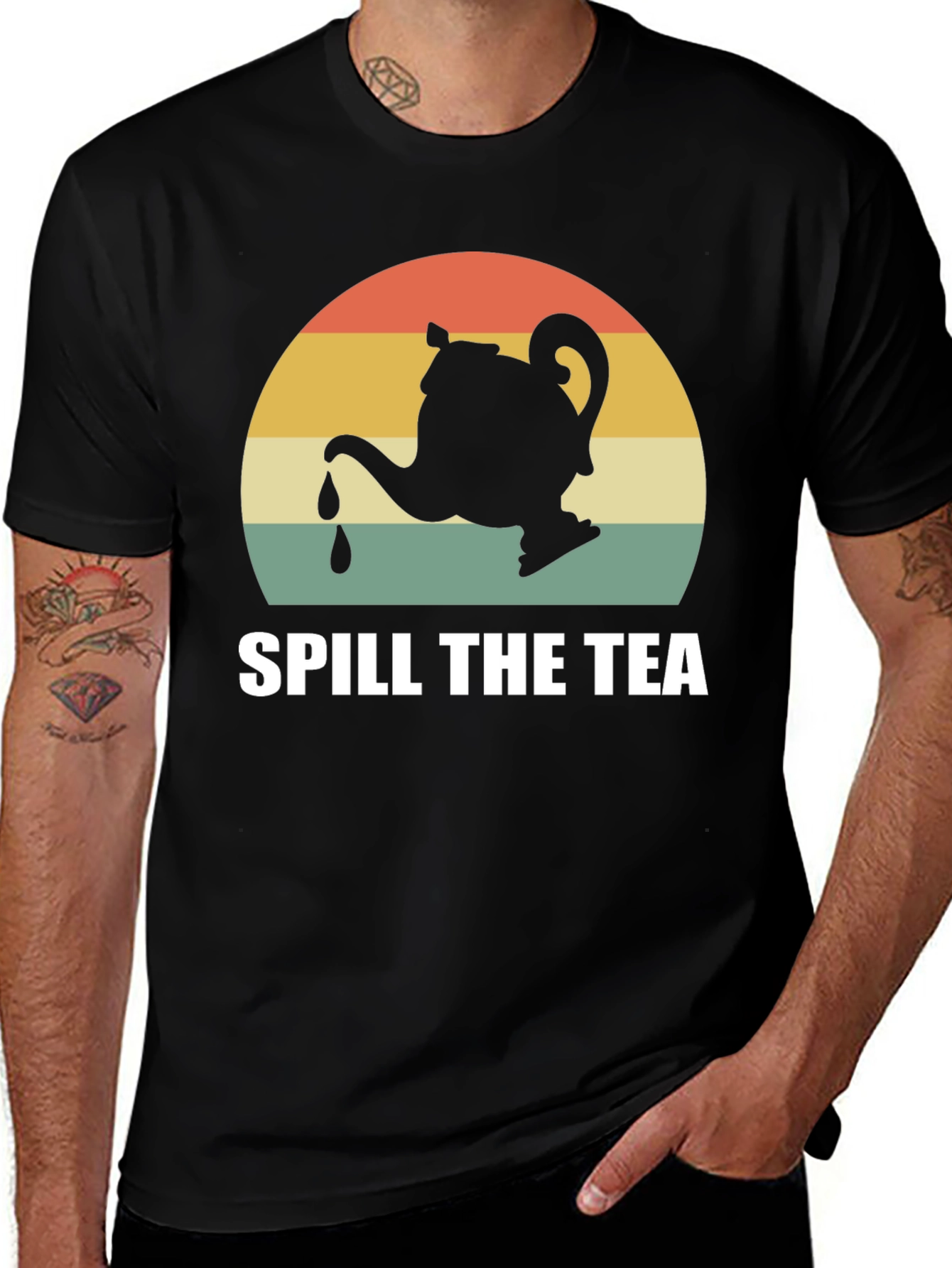 Variant 7 of Spill The Tea Graphic Tee - Retro Teapot Design
