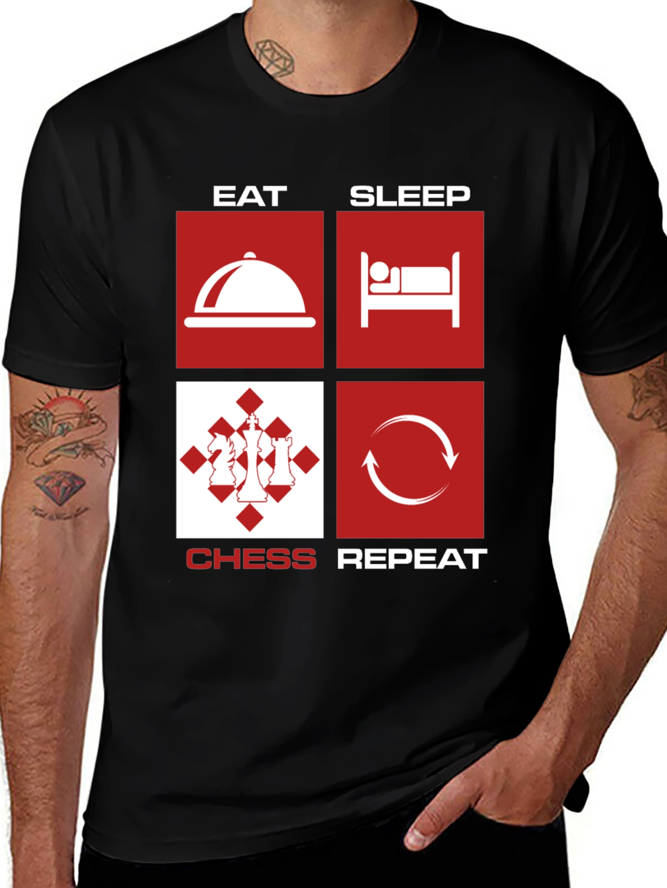 Eat Sleep Chess Repeat Graphic T-Shirt