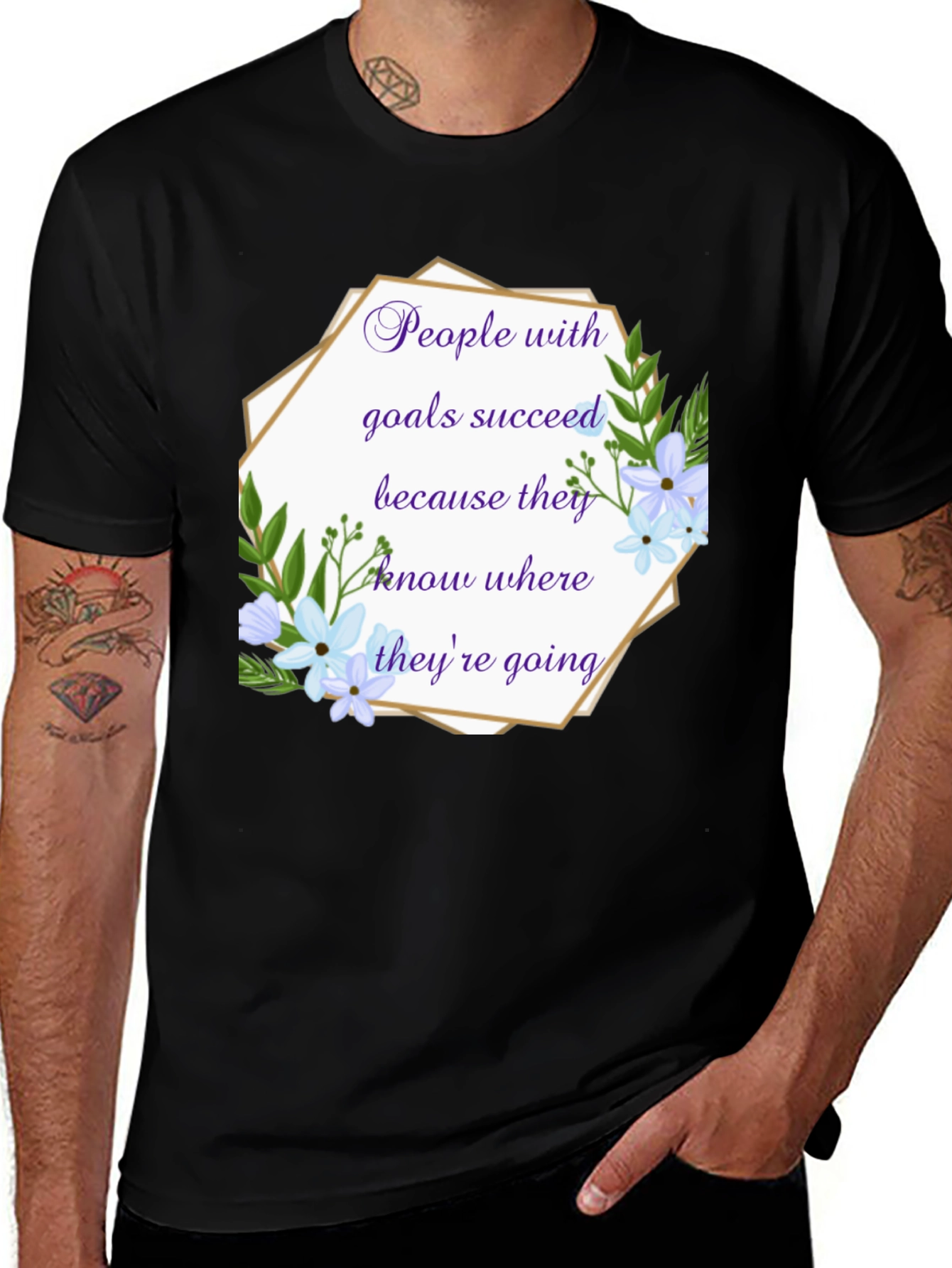 Variant 22 of Goal Setter T-Shirt: Floral Inspirational Quote Tee