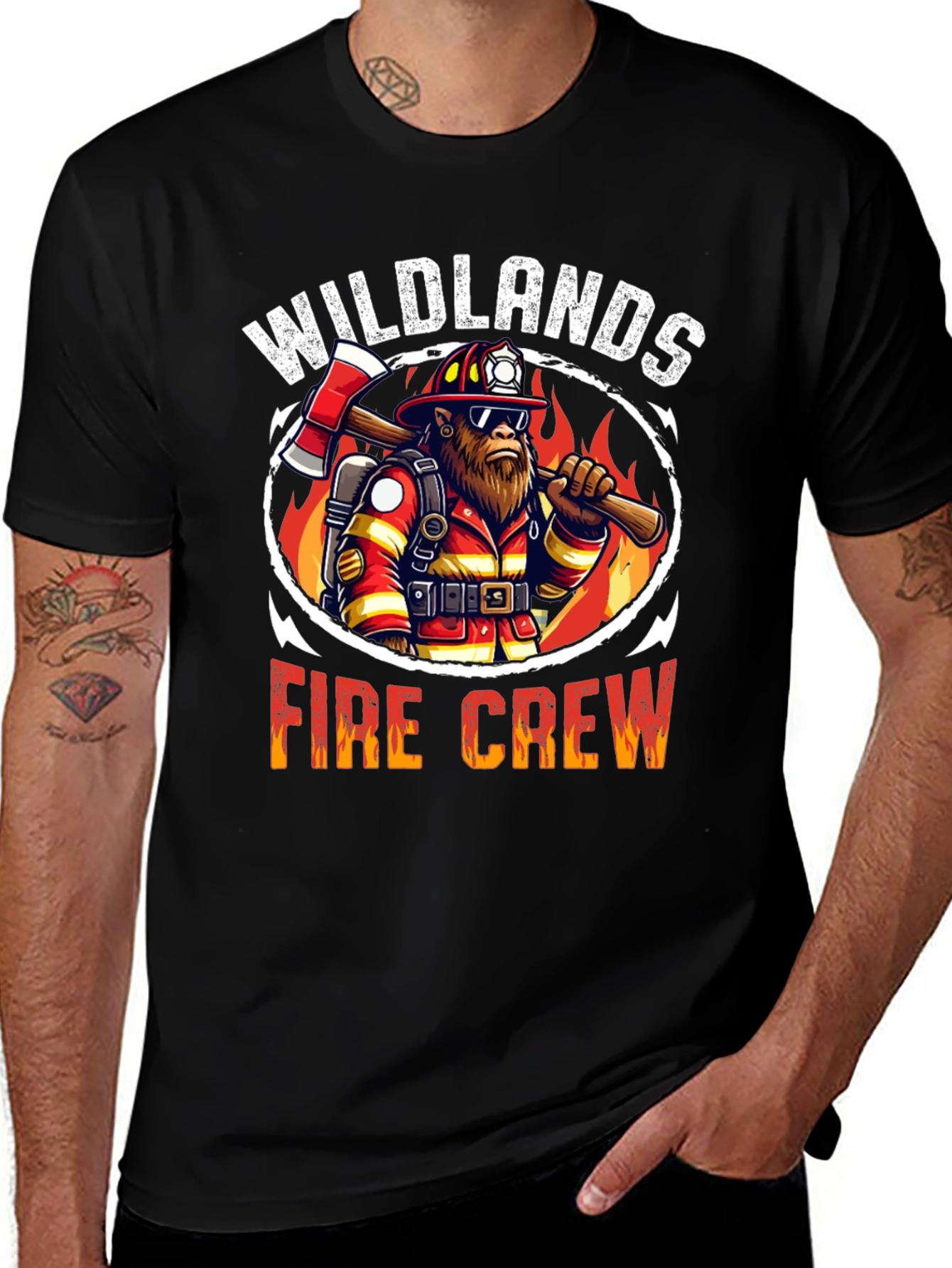 Variant 27 of Wildlands Fire Crew Graphic Tee - Black Cotton T-Shirt