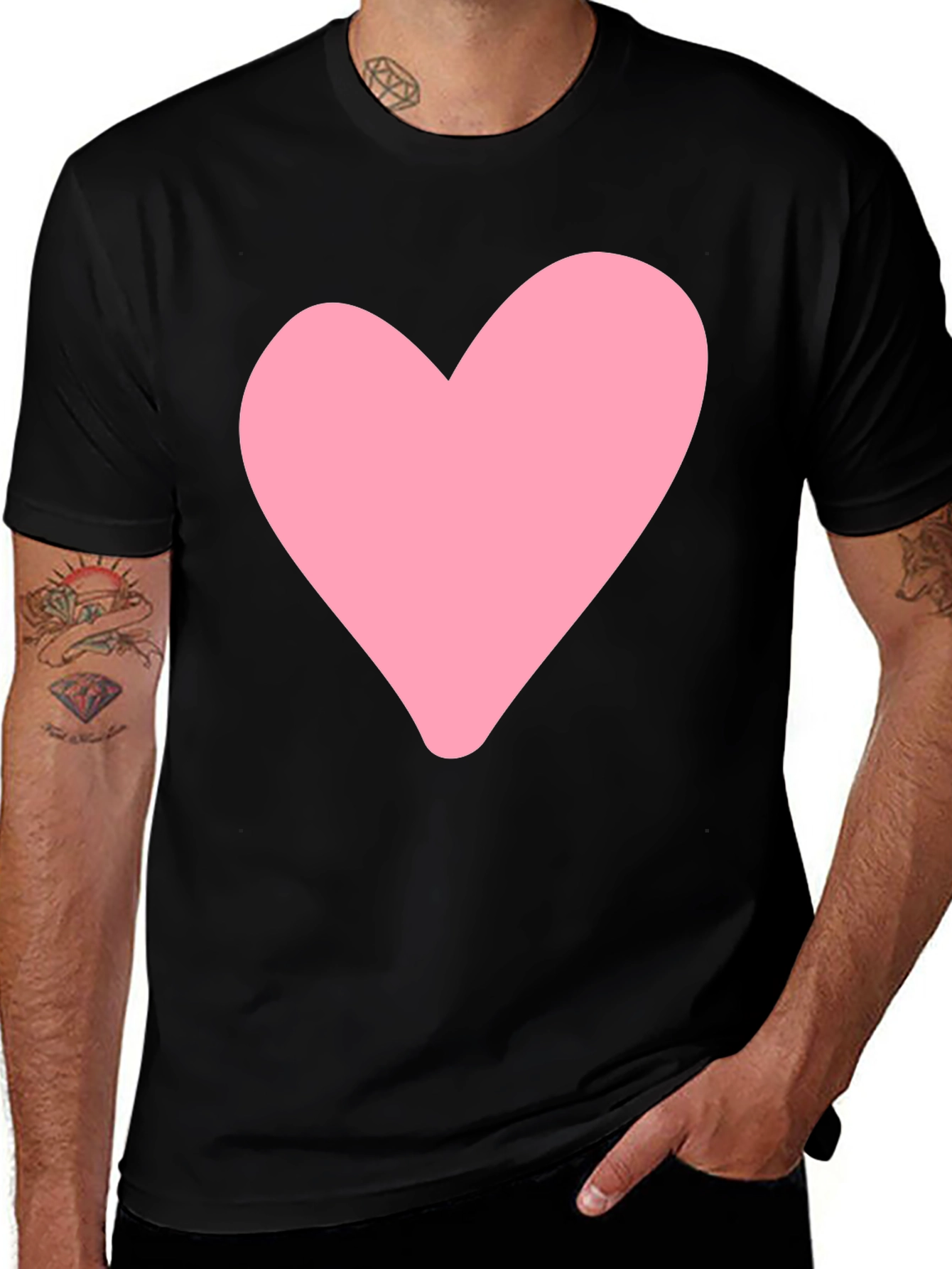 Variant 19 of Black T-Shirt with Pink Heart Graphic