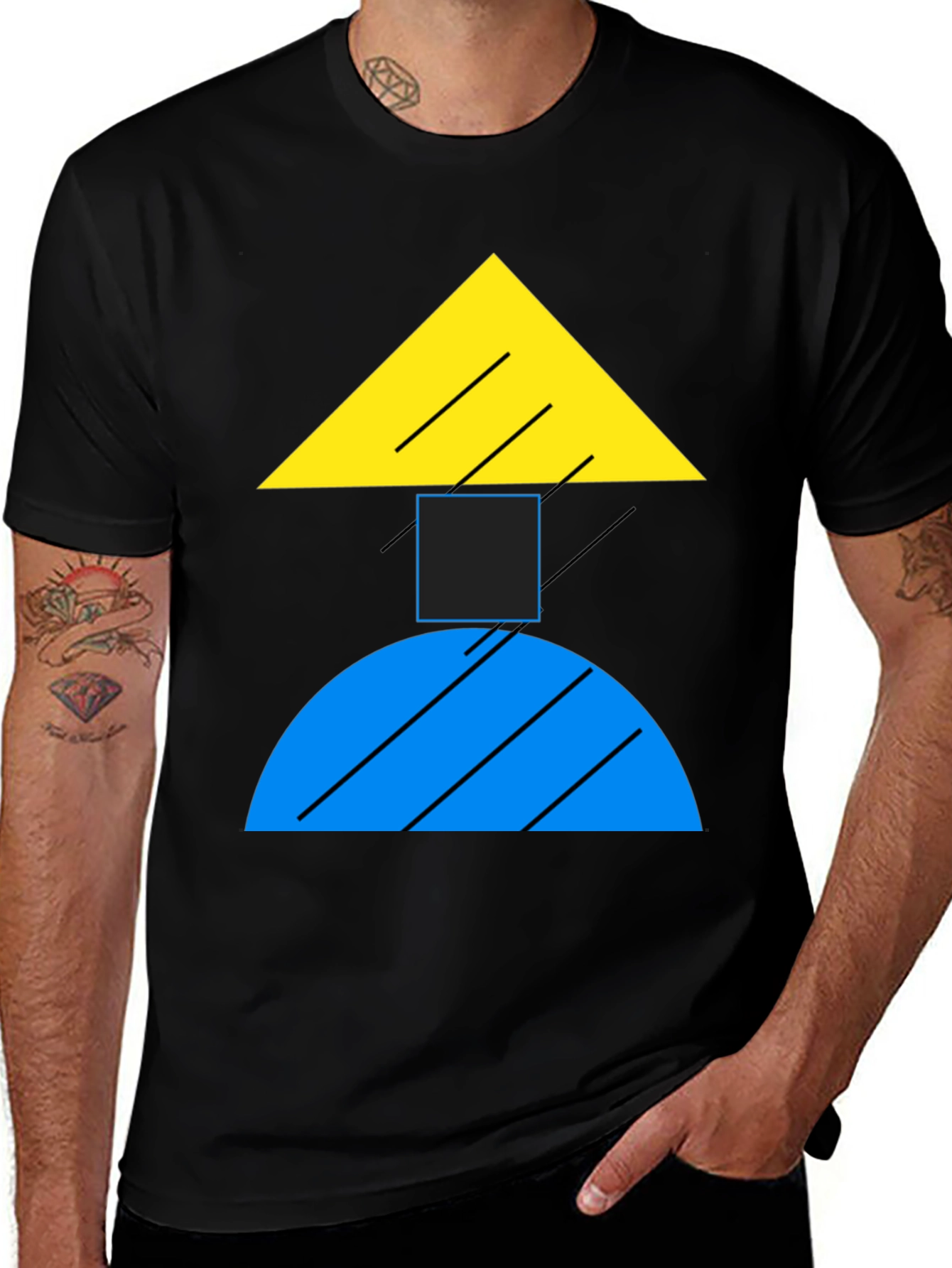 Variant 20 of Geometric Shapes Black T-Shirt