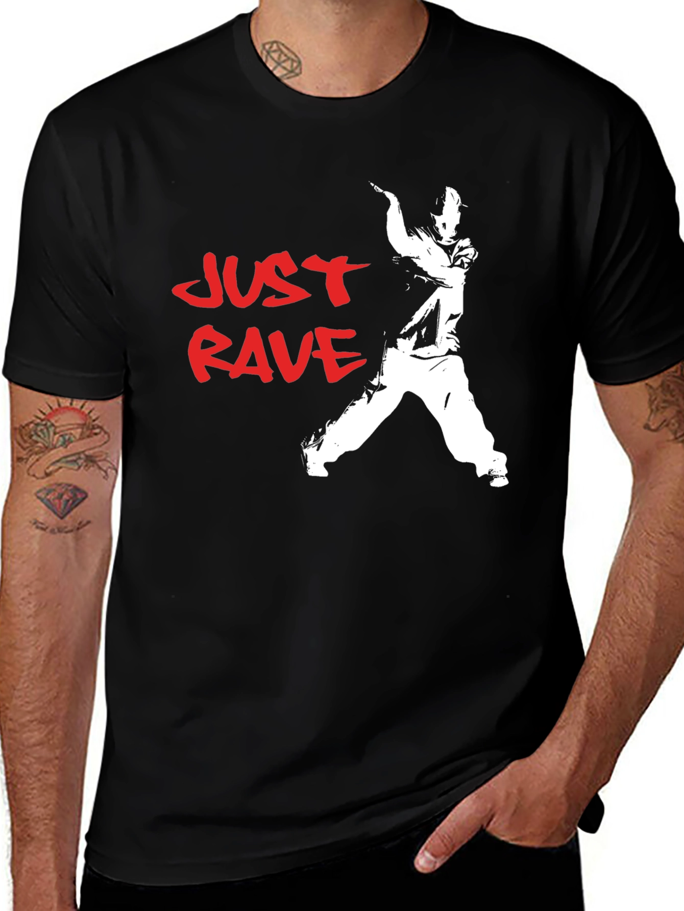Variant 17 of Just Rave Graphic Print Black T-Shirt