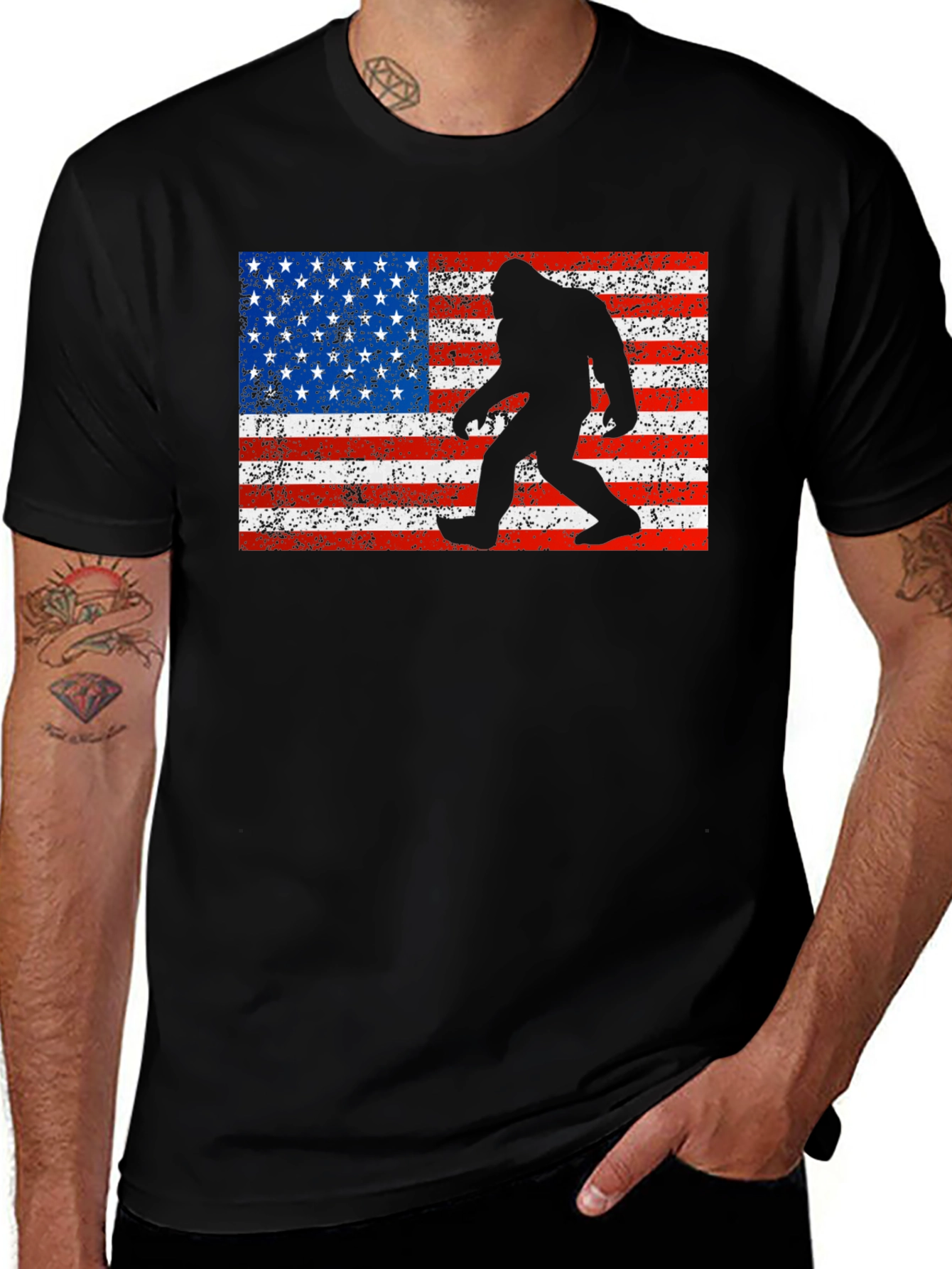 Variant 5 of Bigfoot American Flag T-Shirt