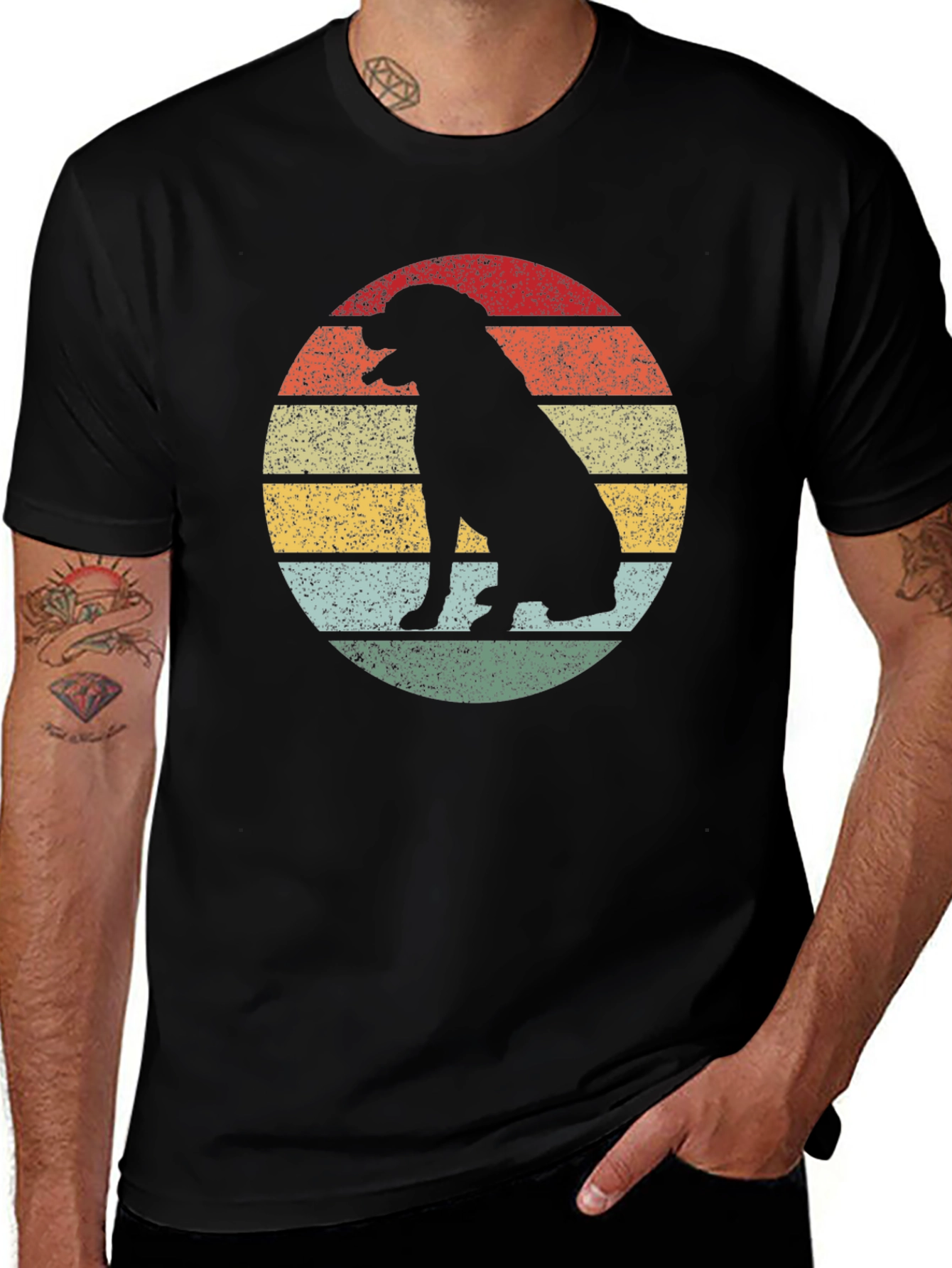 Black Retro Dog Silhouette T-Shirt - Vintage Style Graphic Tee main image