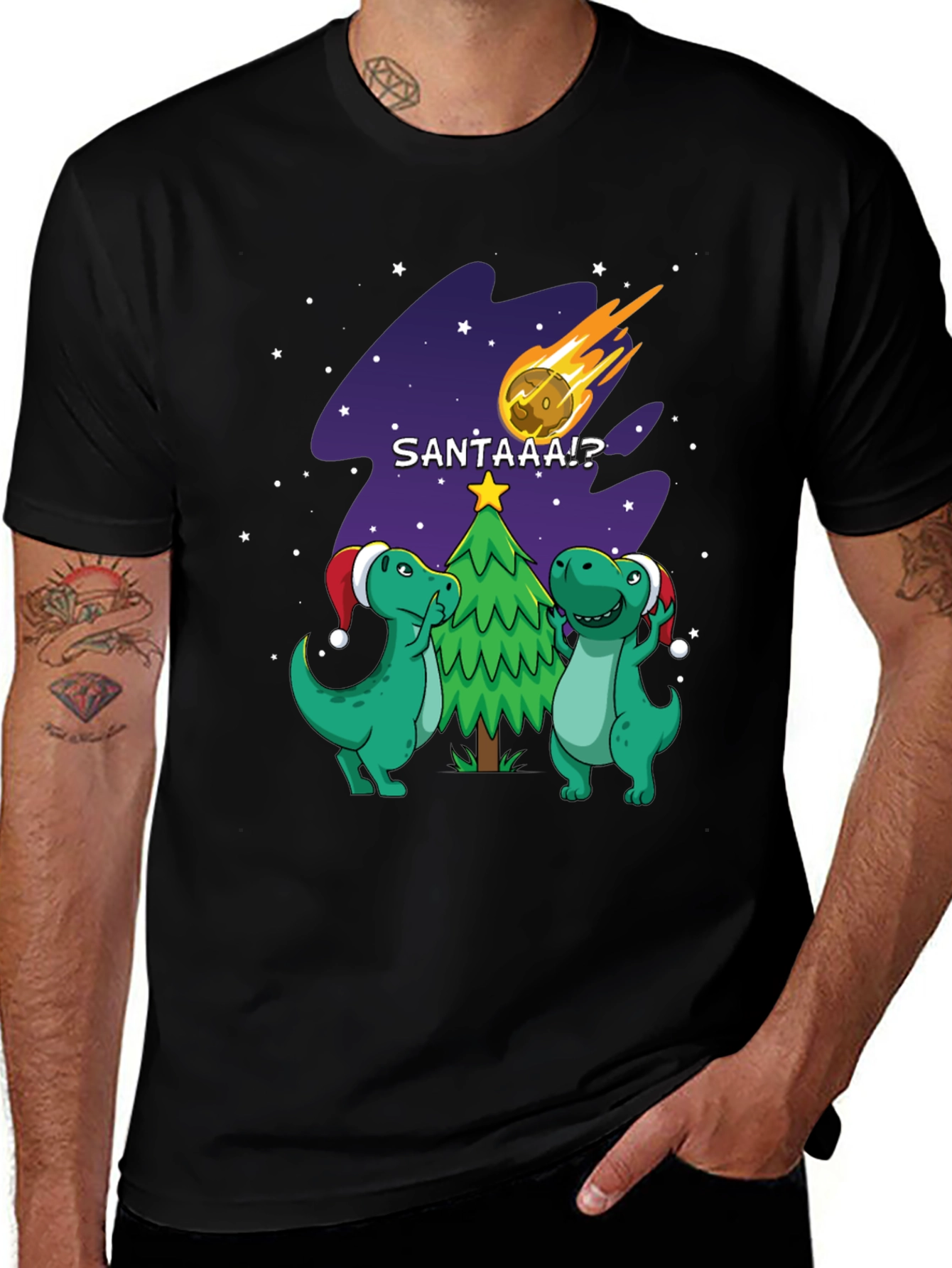Variant 28 of Dinosaur Santa Comet Christmas T-Shirt
