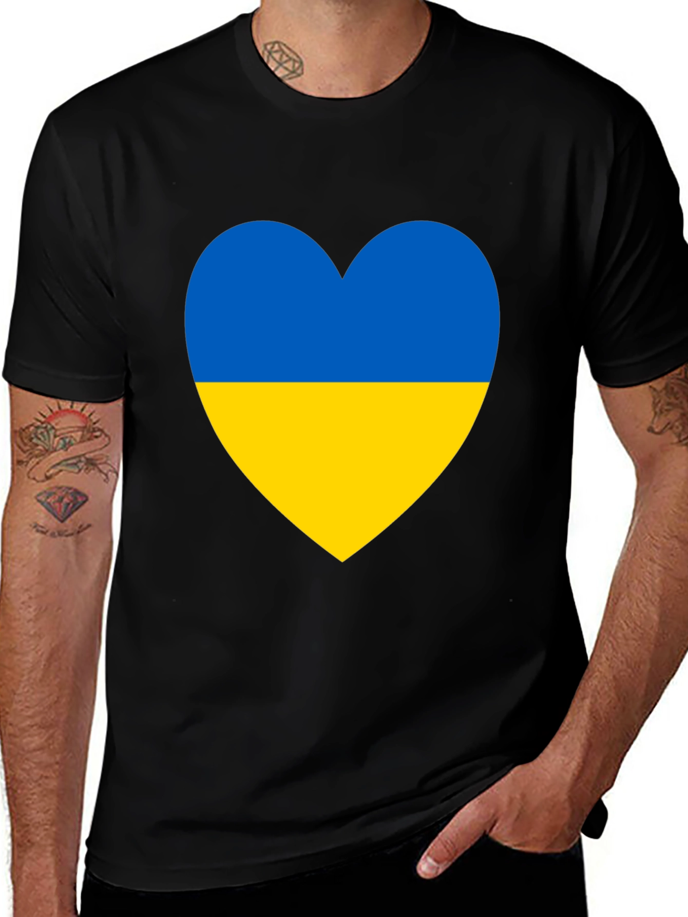 Variant 21 of Ukraine Flag Heart T-Shirt - Show Your Support
