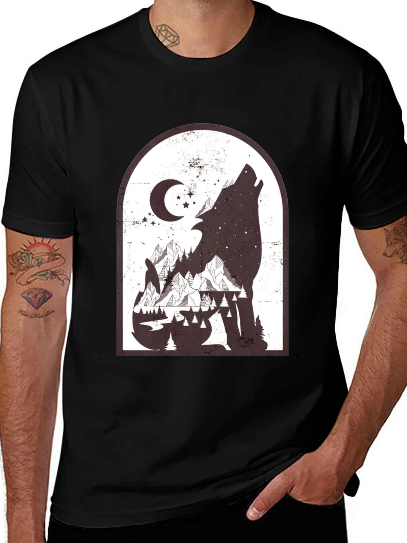 Variant 21 of Wolf Mountainscape Graphic Tee