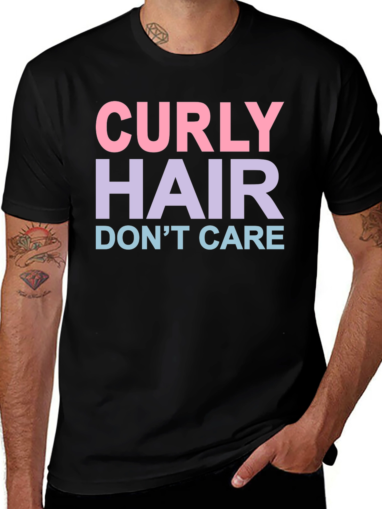 Variant 4 of Curly Hair Don't Care Graphic T-Shirt