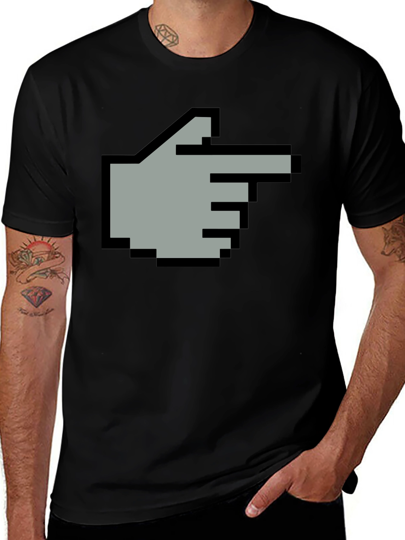 Variant 26 of Pixel Hand Pointer T-Shirt - Retro Gaming Style