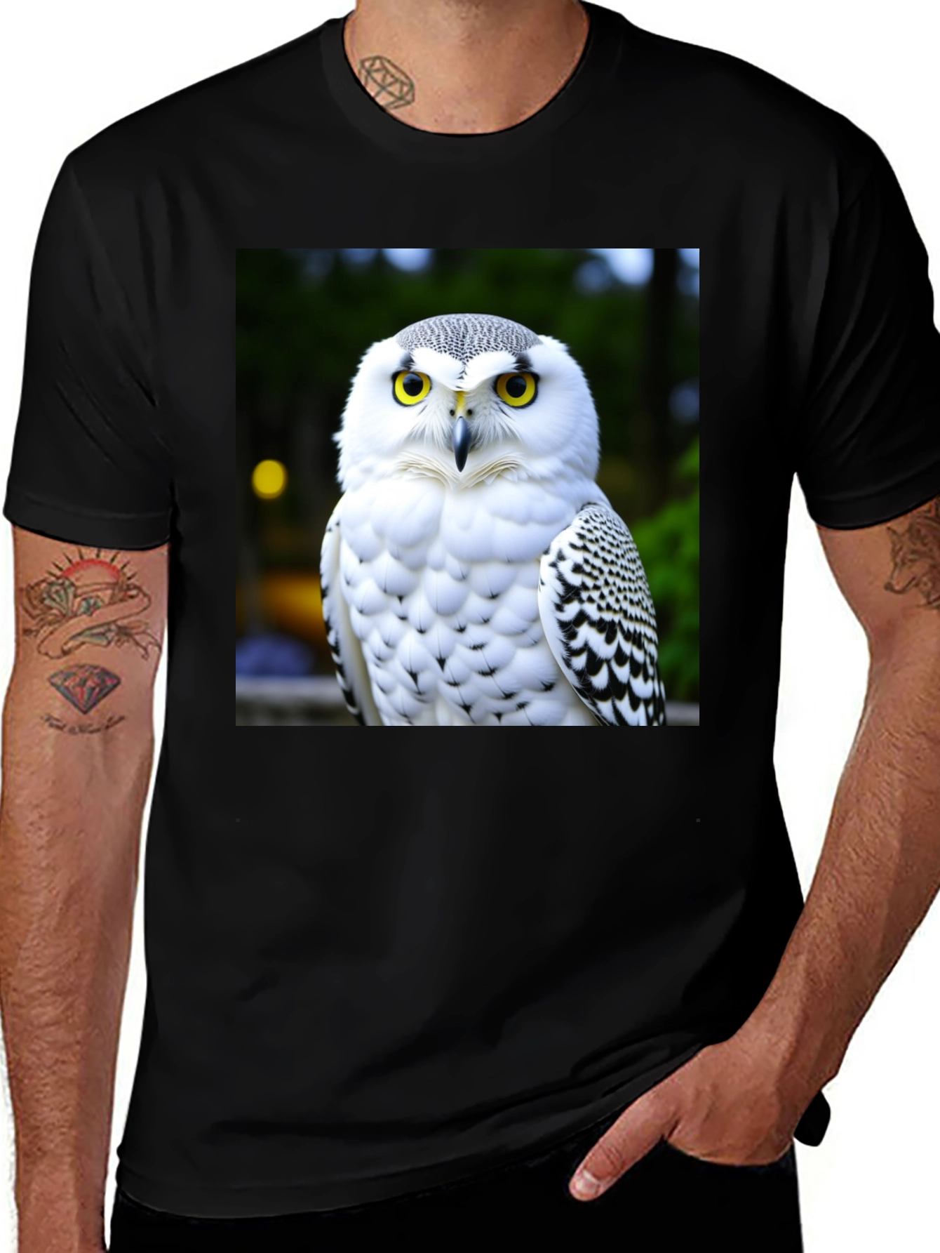 Variant 24 of Owl Graphic Tee - Black Cotton T-Shirt