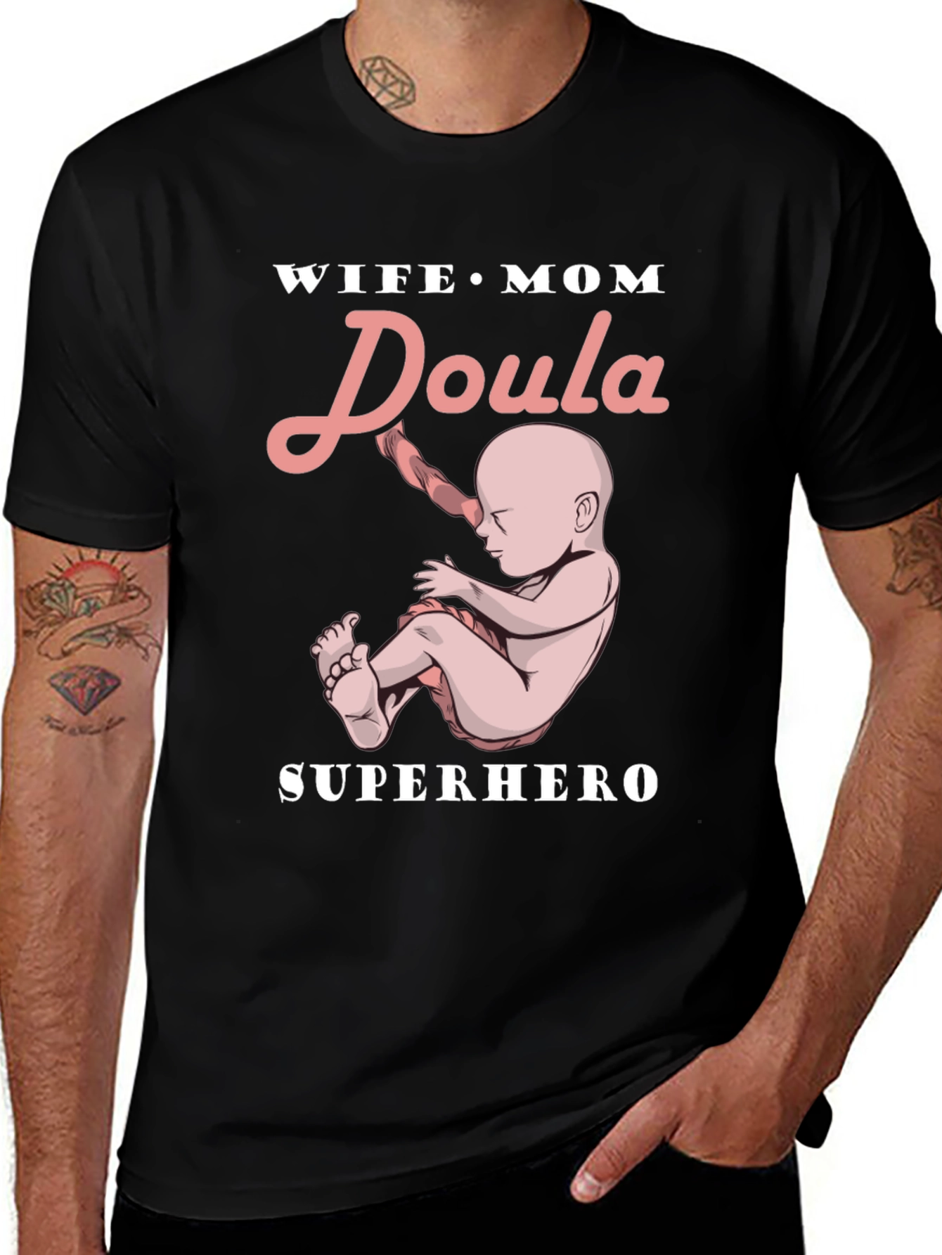 Variant 27 of Wife Mom Doula Superhero Graphic Tee