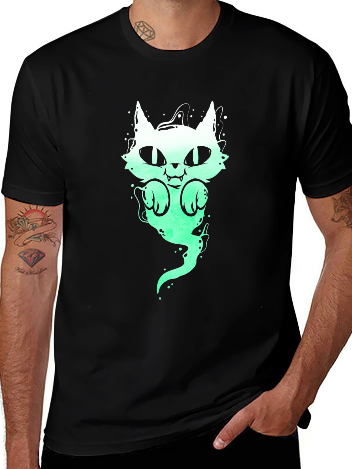 Variant 21 of Ghost Cat Graphic Tee - Spooky Fun