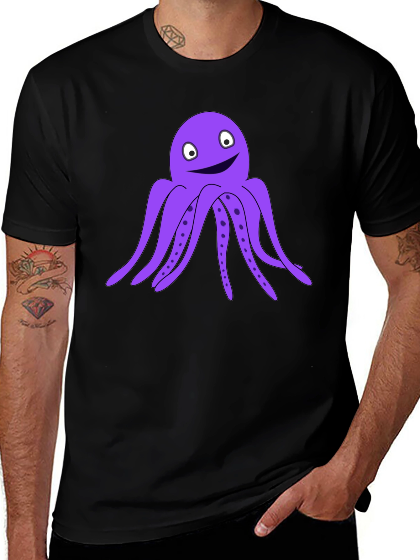 Variant 8 of Funny Octopus Graphic Tee - Black T-Shirt