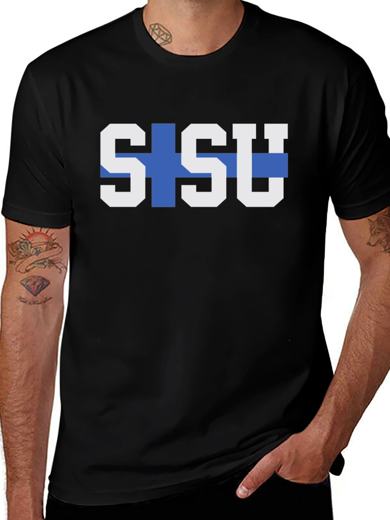 Sisu Finland Flag Graphic Tee - Black T-Shirt