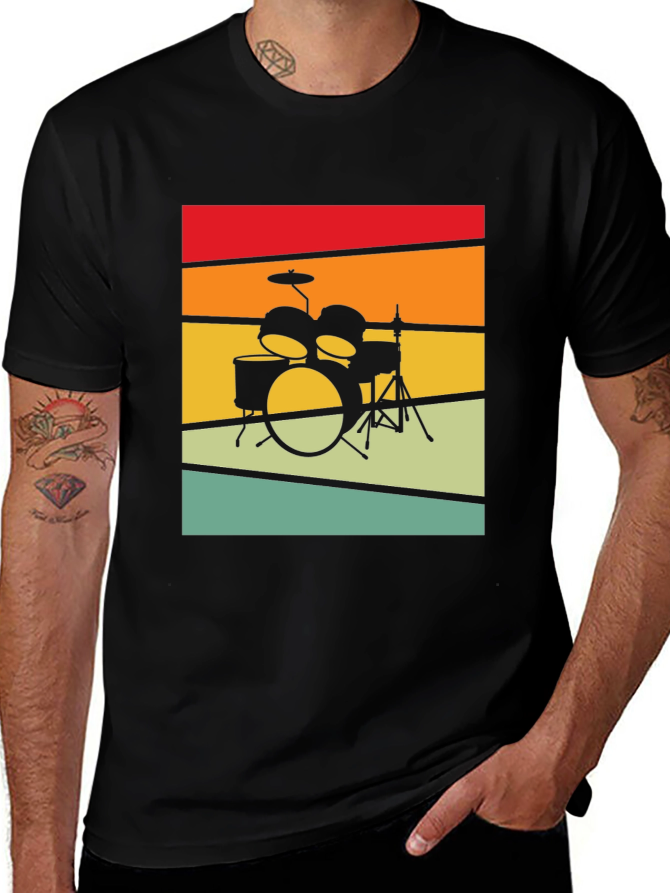 Variant 3 of Retro Drum Set Graphic T-Shirt - Vintage Style Tee