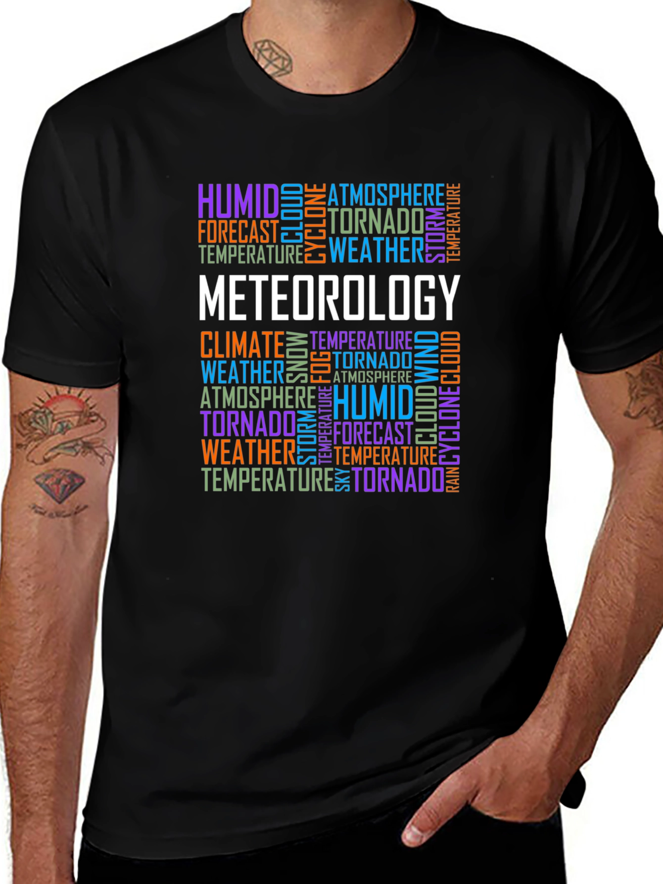 Variant 30 of Meteorology Word Cloud Graphic T-Shirt
