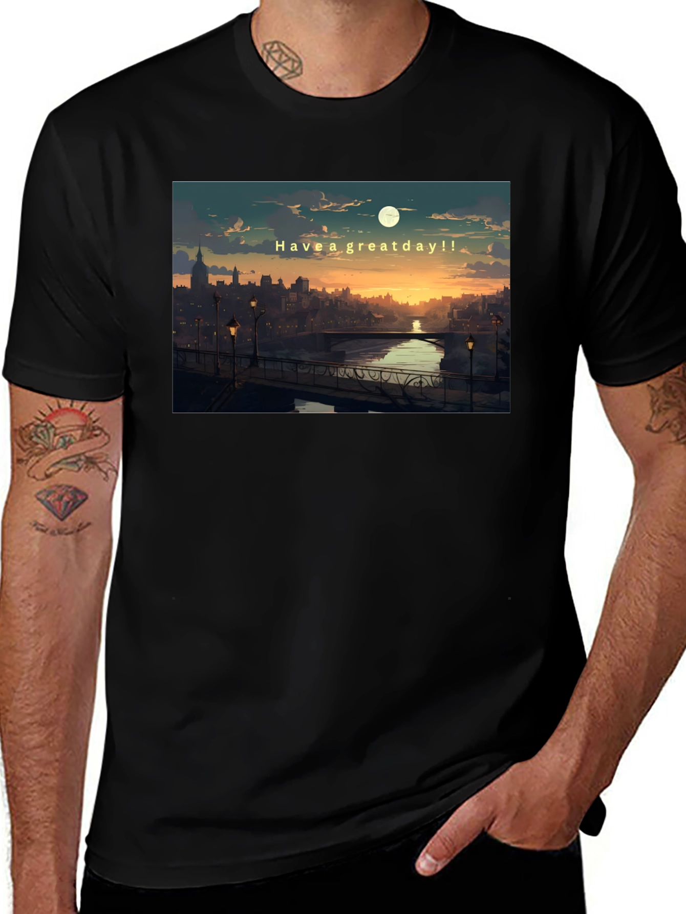 Variant 13 of Scenic Cityscape T-Shirt - Have a Great Day Tee