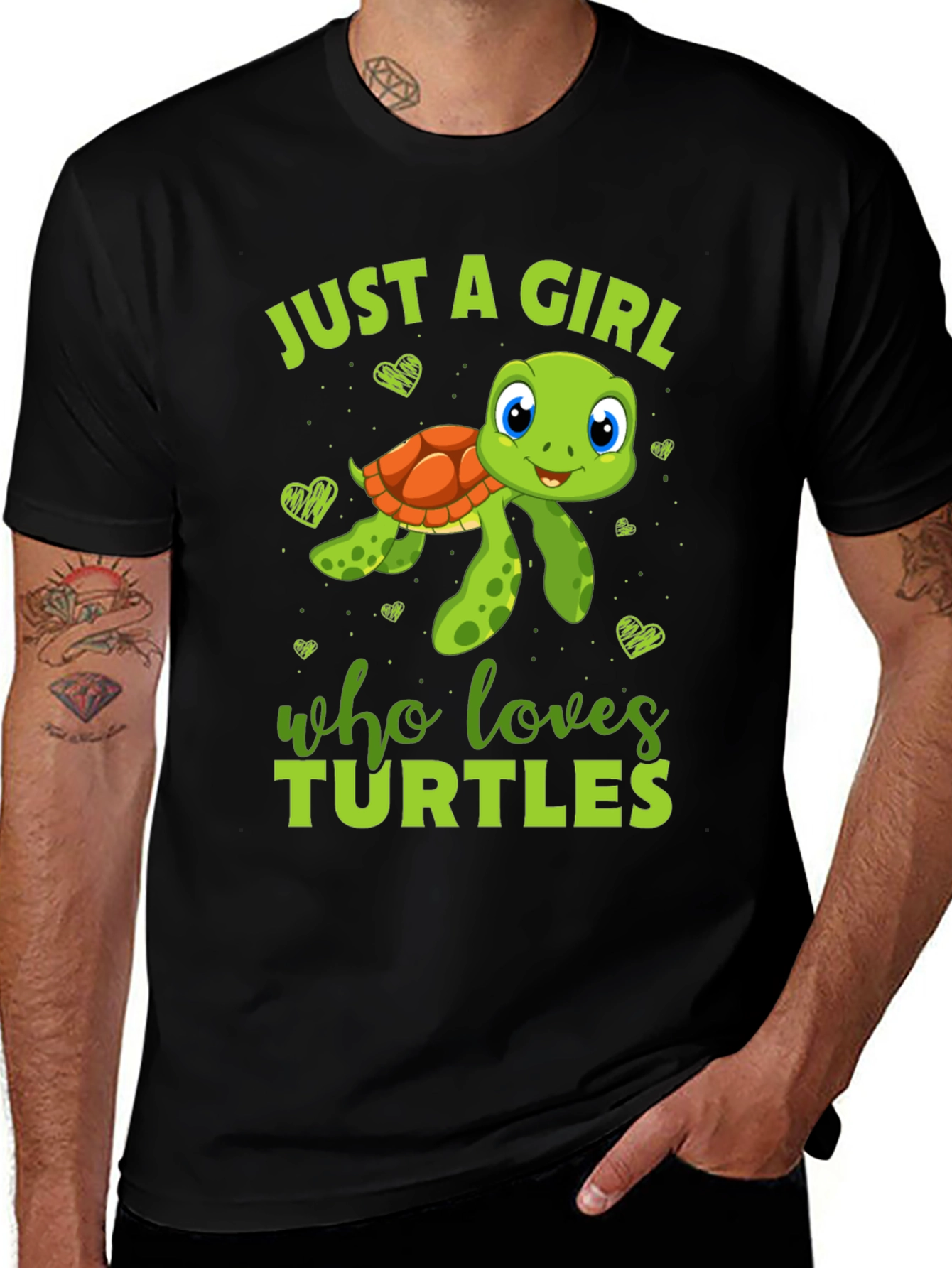Variant 3 of Girl Who Loves Turtles Black T-Shirt