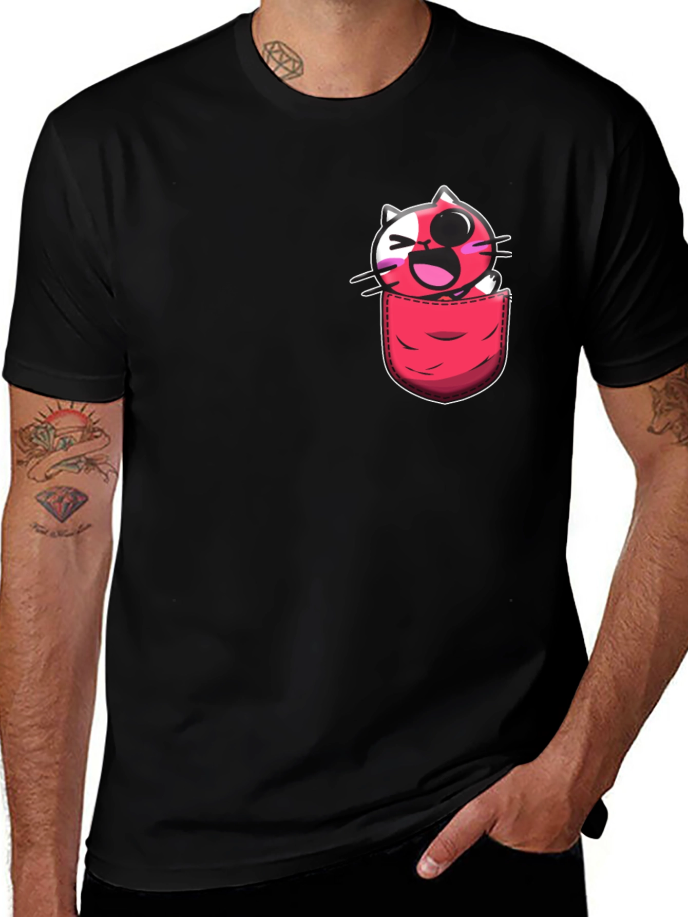 Variant 22 of Pocket Cat T-Shirt - Fun Graphic Tee