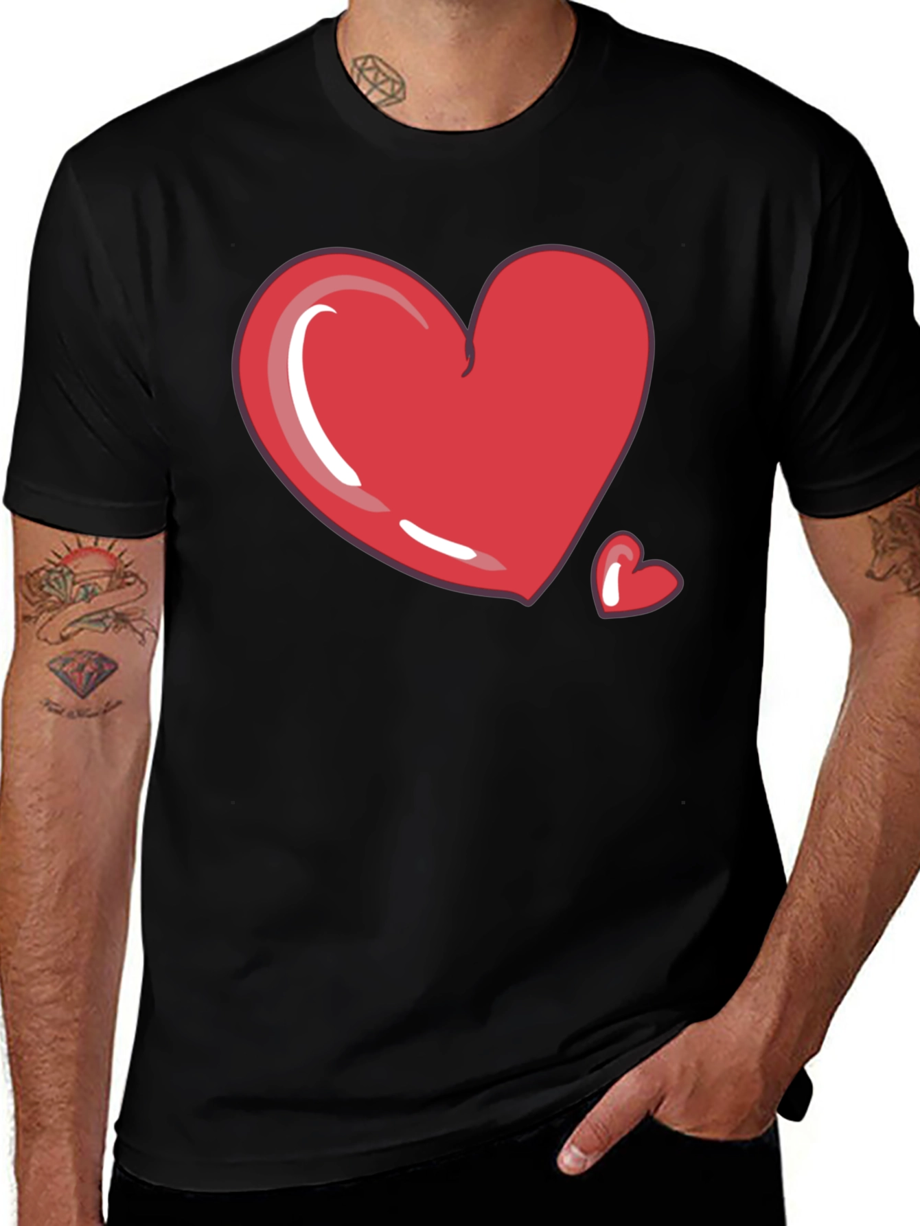 Variant 19 of Heart Graphic Tee - Black Casual T-Shirt