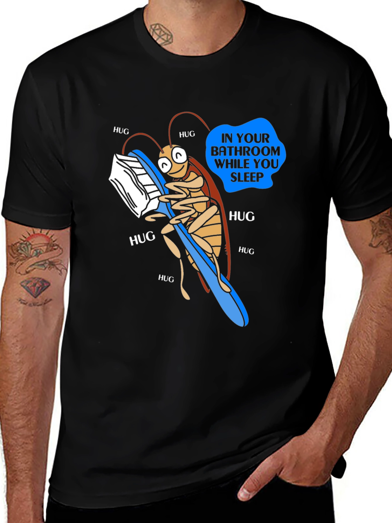 Variant 8 of Funny Roach Hugging Toothbrush T-Shirt
