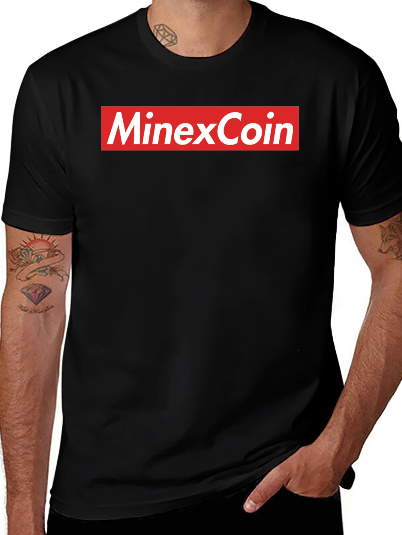 Variant 18 of MinexCoin Red Box Logo Black T-Shirt