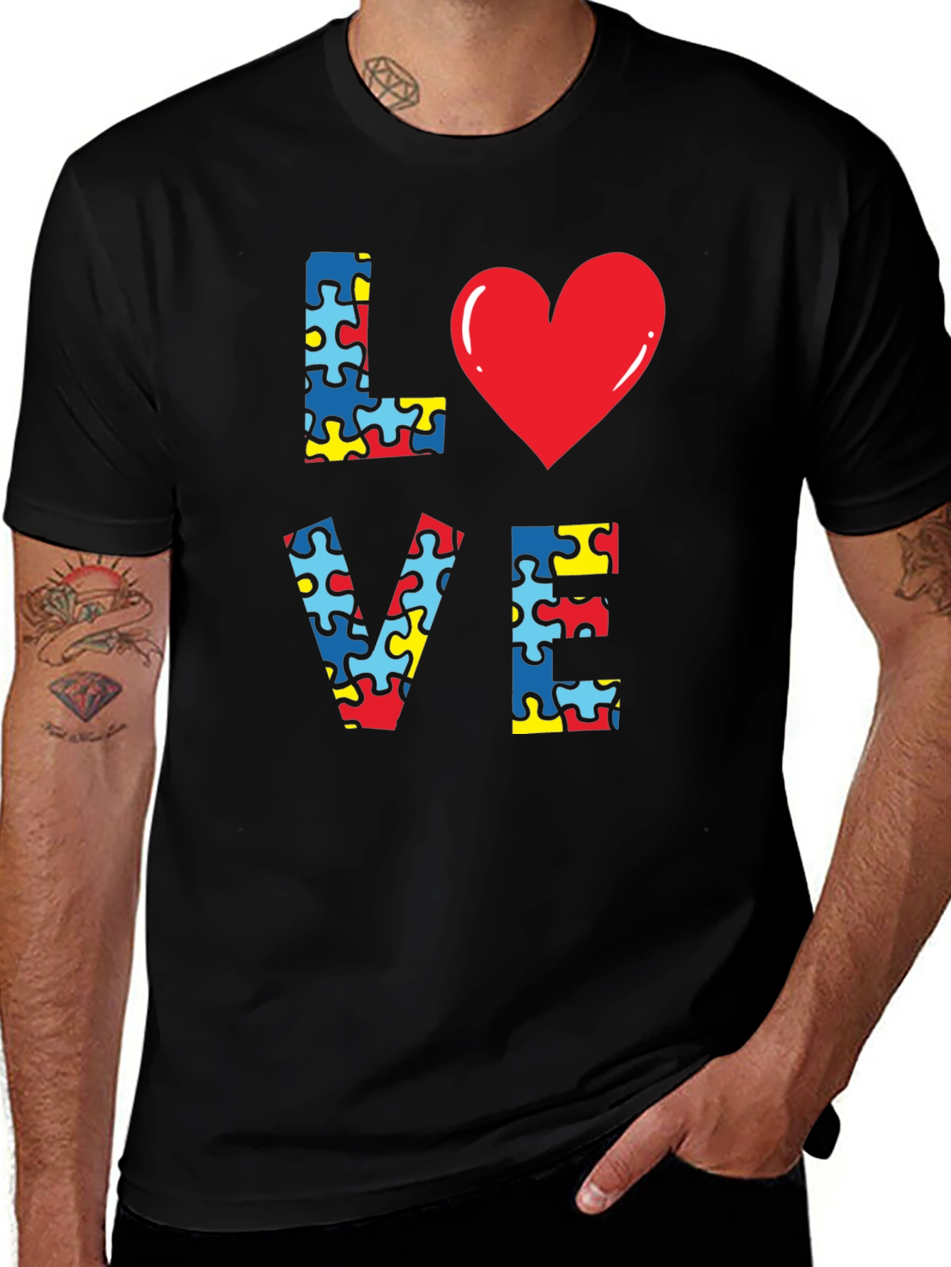 Variant 5 of Autism Awareness Puzzle Heart Love T-Shirt