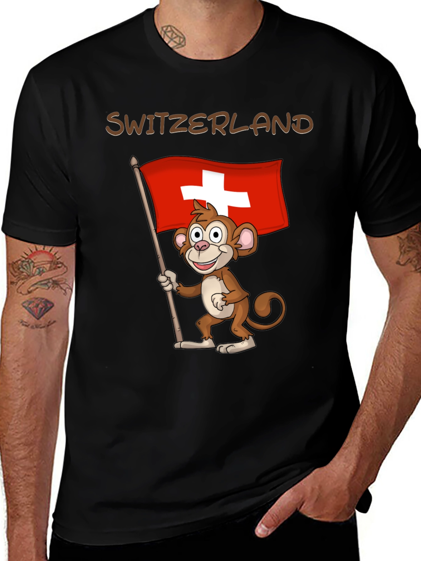 Variant 3 of Switzerland Monkey Flag Graphic T-Shirt