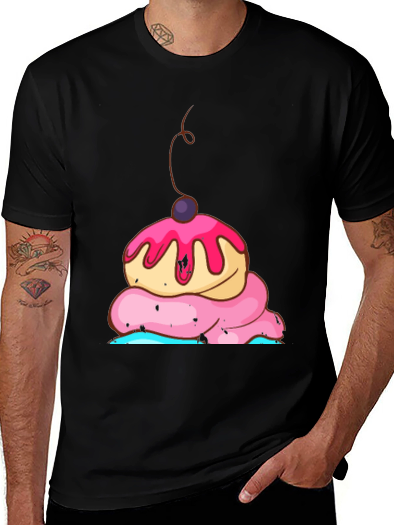 Variant 24 of Cupcake Graphic Black T-Shirt