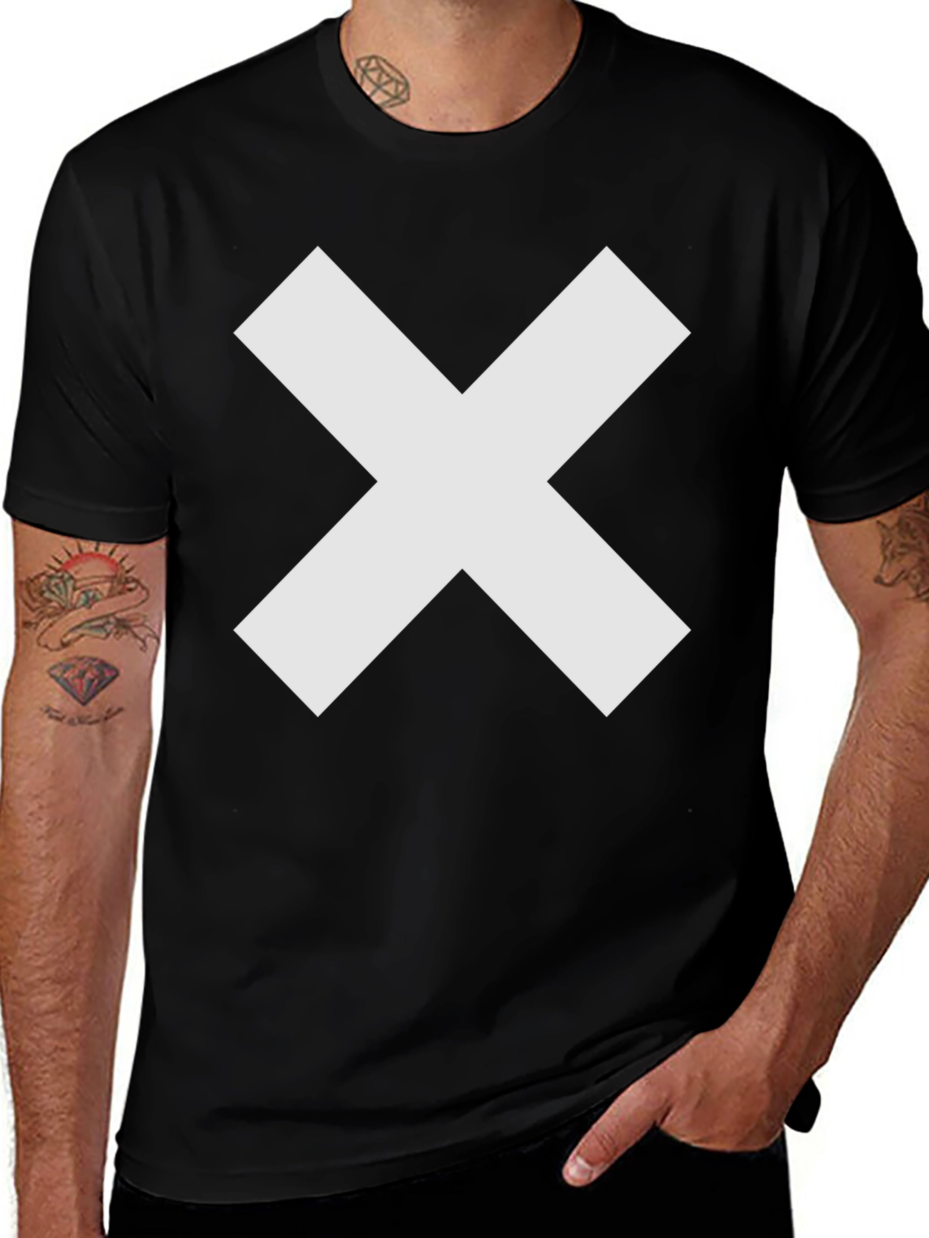 Variant 5 of Bold X Graphic Tee - Black Cotton Comfort