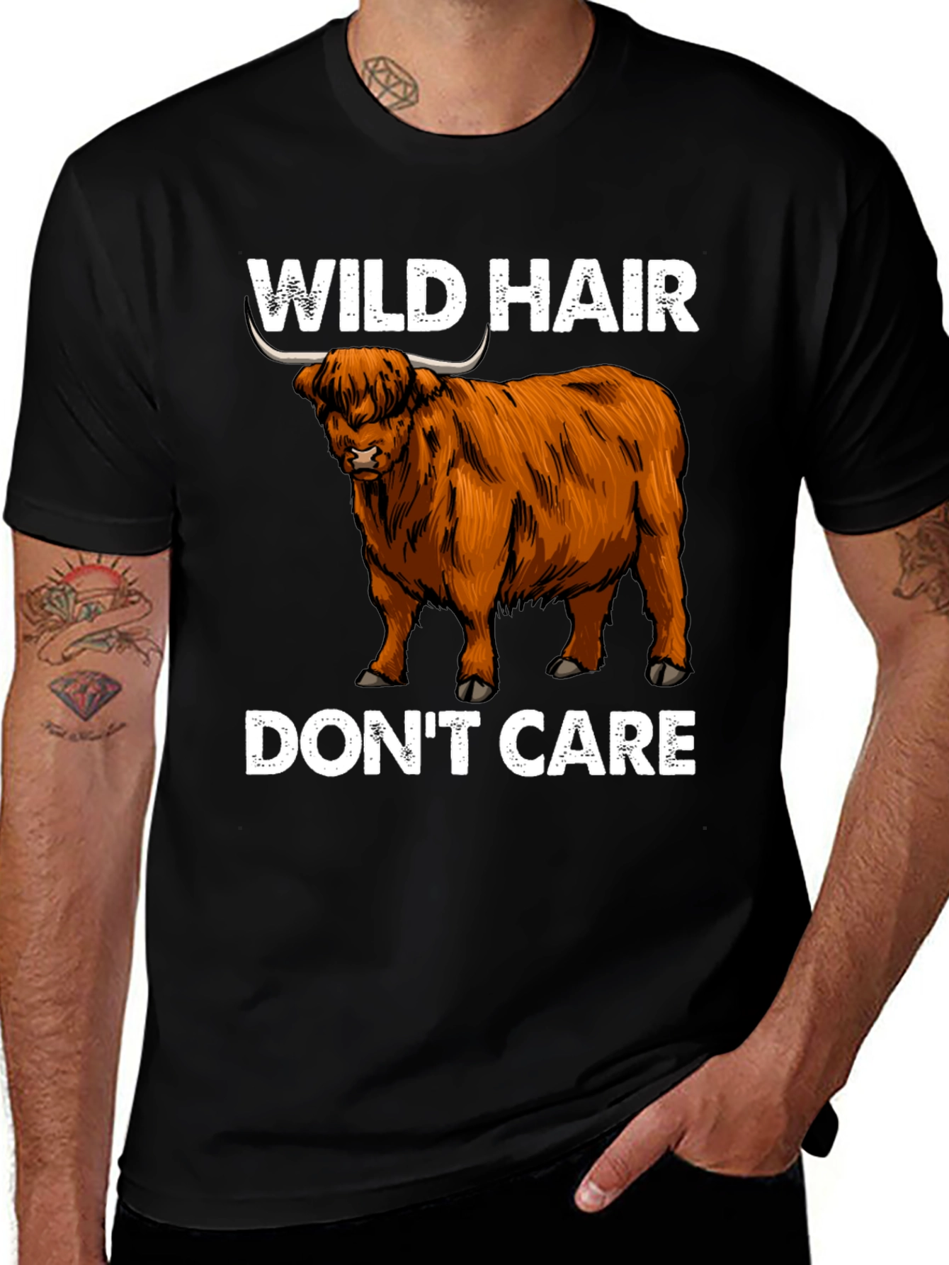Variant 3 of Wild Hair Don't Care Highland Cow T-Shirt