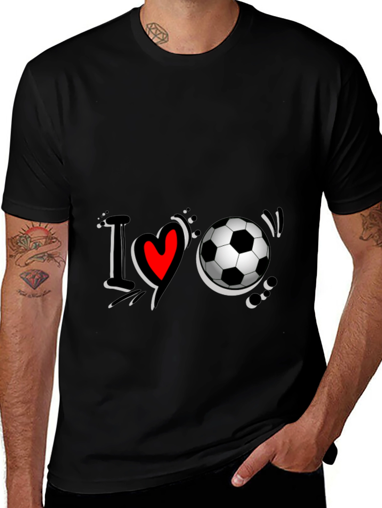 Variant 24 of I Love Soccer Black T-Shirt Graphic Tee